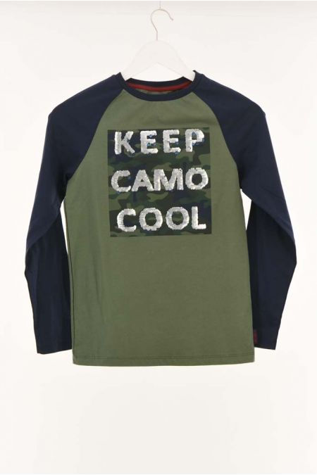 Bluza noua WE cu insertii de paiete reversibile si maneci raglan, baieti