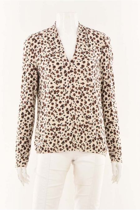 Bluza Tom Tailor cu imprimeu multicolor si decolteu in V, dama