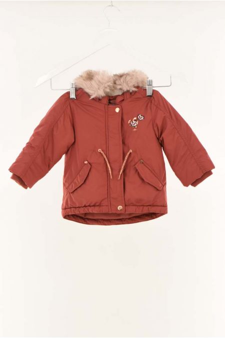 Geaca S.Oliver model cromatic, gluga fixa cu terminatii  cu puf, fete