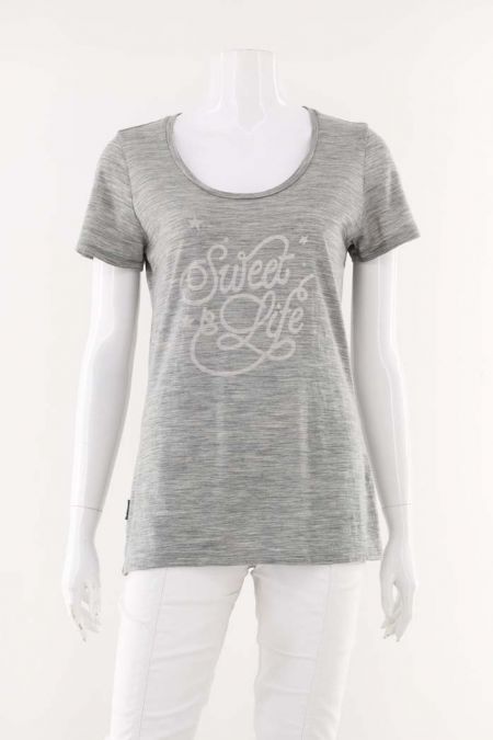 Tricou Icebreaker model cu decolteu rotund si imprimeu centralizat, dama 