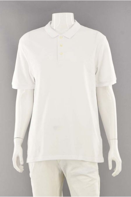 Tricou Zara model monocromatic cu fenta scurta cu nasturi si broderie aplicata, barbati