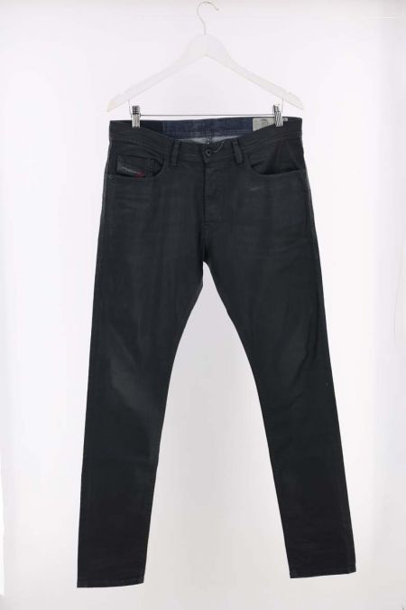 Pantaloni Diesel model din piele ecologica cu aspect lucios, barbati 