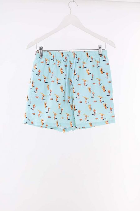 Sort de baie Zara cu buzunare si imprimeu tropical, barbati