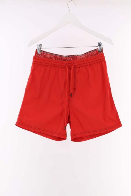 Sort de baie Diesel cu banda logo elastica in talie si cusaturi in contrast, barbati