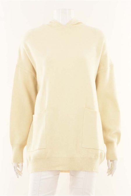 Pulover Mango model monocromatic cu buzunare aplicate, dama 