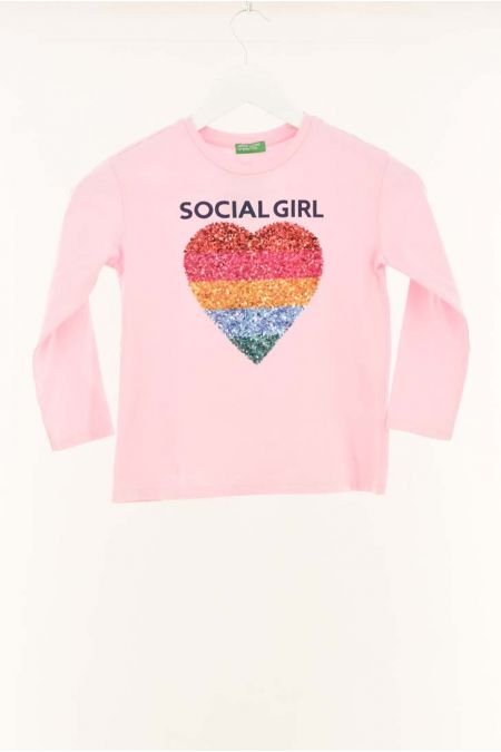 Bluza United Colors of Benetton model cu imprimeu grafic si paiete aplicate, copii