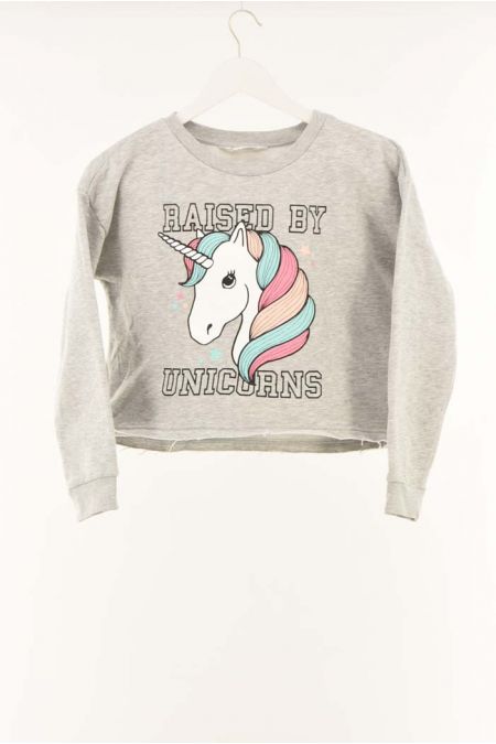 Bluza H&M cu maneci cazute si terminatie nefinisata, fete