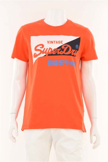 Tricou SuperDry model din bumbac cu decolteu la baza gatului, barbati 