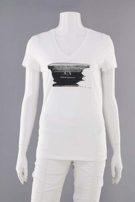 Tricou Armani cu decolteu in V si imprimeu abstract, dama 