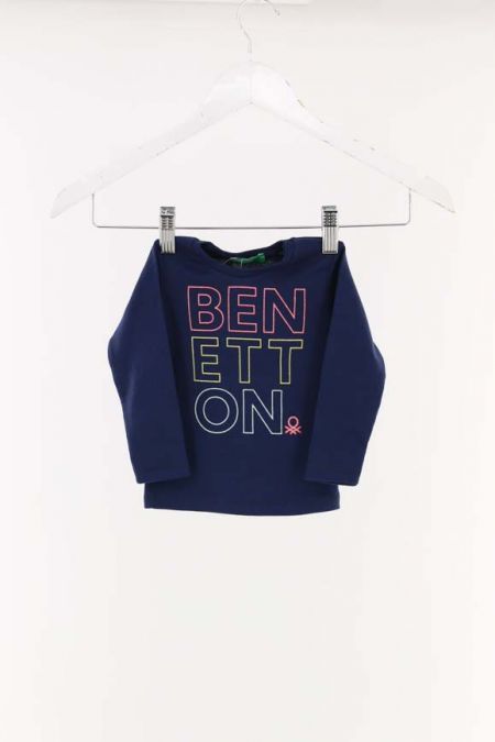 Bluza United Colors of Benetton model cu guler rotund si imprimeu logo, fete 