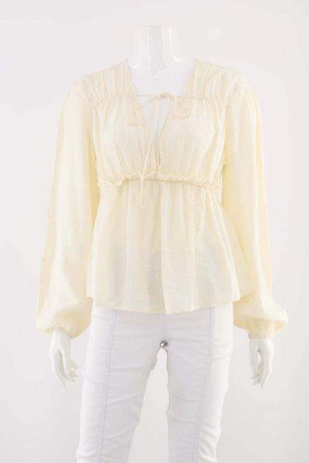 Camasa Zara model cu aspect creponat si decolteu adanc, dama 