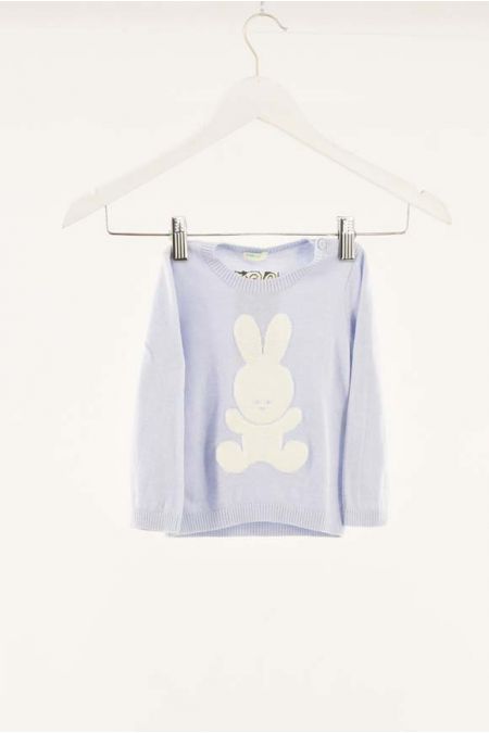 Pulover Benetton cu aplicatii de nasturi si imprimeu grafic, fete 