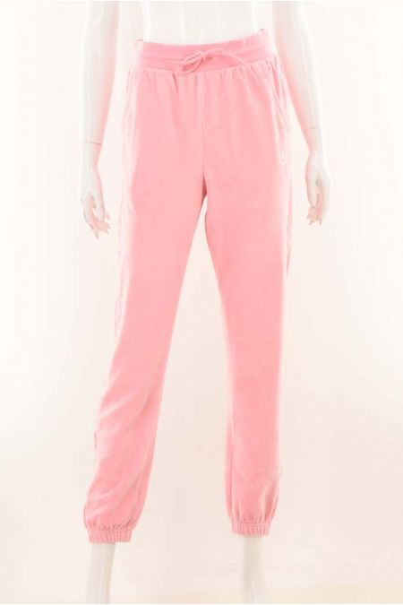 Pantaloni Adidas model cu aspect catifelat cu terminatii cu snur, dama